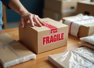 Marquer un colis fragile : conseils et astuces pour une livraison sécurisée Colis fragile sur une table en bois avec emballages