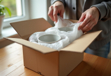 Préparer des tasses en porcelaine pour le déménagement