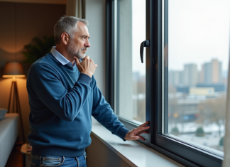 Fenêtres : quels matériaux choisir pour une meilleure efficacité énergétique ? Homme inspectant une fenetre triple vitrage moderne