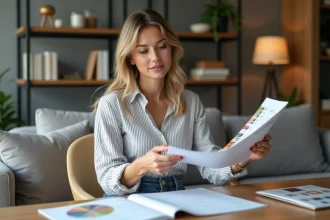 Femme examinant des échantillons de décoration intérieure