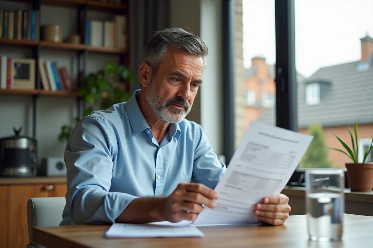 Homme lisant une facture d