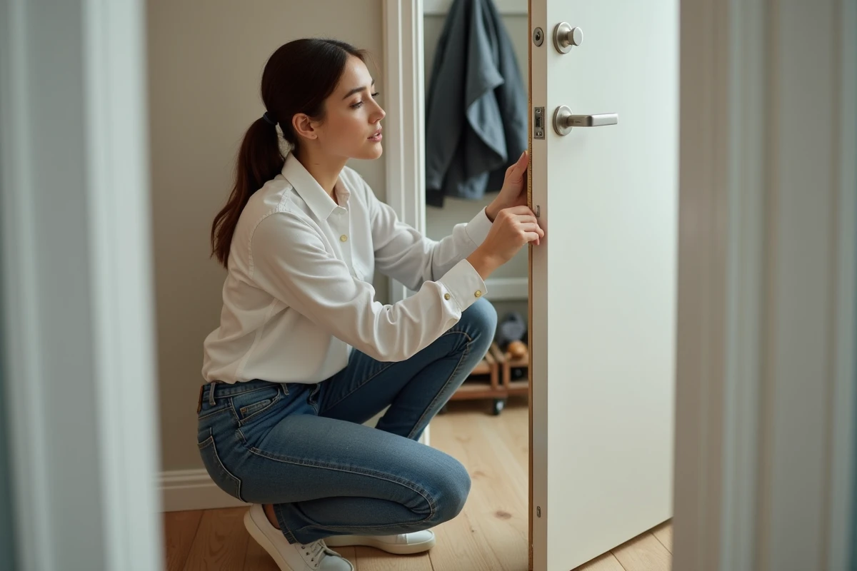 Jeune femme inspectant l